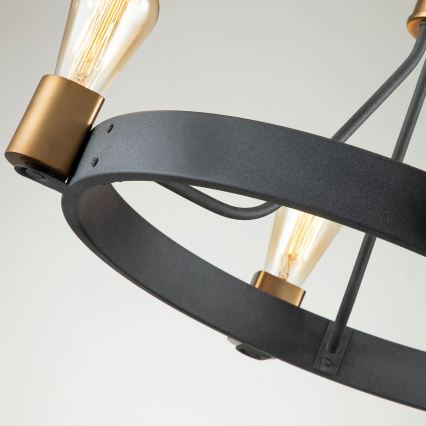 Quintiesse - Luster na štapu SILAS 4xE27/60W/230V promjer 54,9 cm crna/zlatna