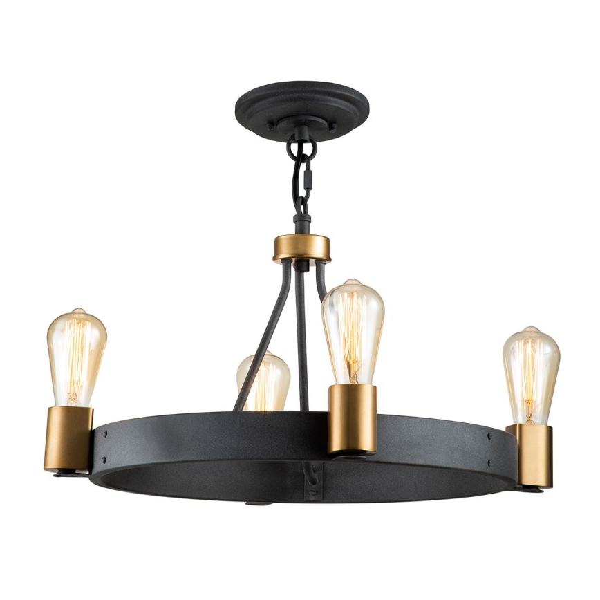 Quintiesse - Luster na štapu SILAS 4xE27/60W/230V promjer 54,9 cm crna/zlatna