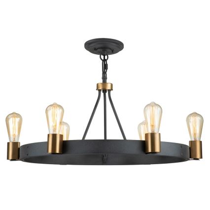 Quintiesse - Luster na štangu SILAS 6xE27/60W/230V Ø 72,3 cm crna/zlatna