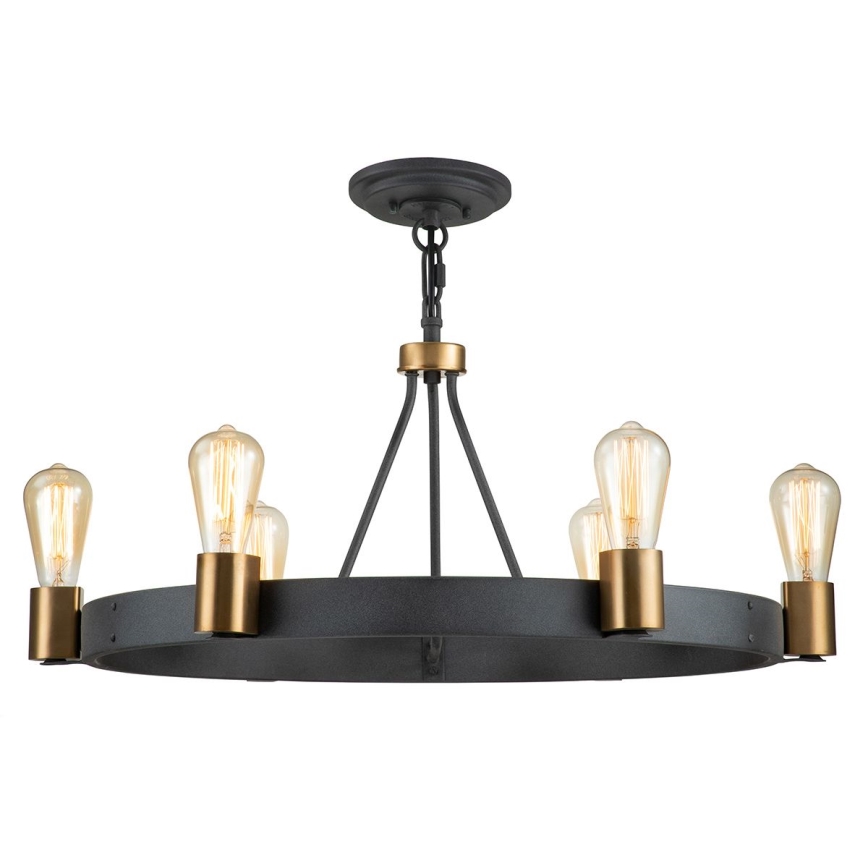 Quintiesse - Luster na štangu SILAS 6xE27/60W/230V Ø 72,3 cm crna/zlatna