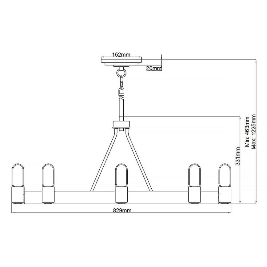 Quintiesse - Luster na šipci SILAS 8xE27/60W/230V Ø 82,9 cm crna/zlatna