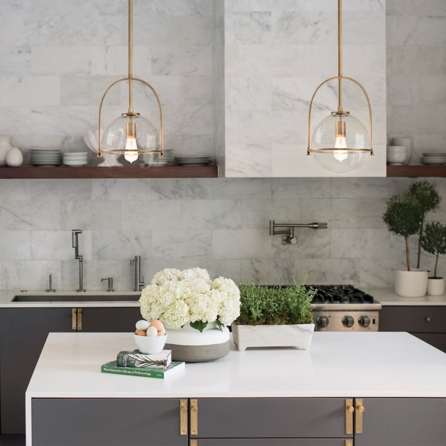 Quintiesse - Luster na šipci SOMERSET 1xE27/60W/230V Ø 28,9 cm, brončani