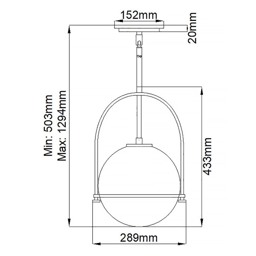 Quintiesse - Luster na štapu SOMERSET 1xE27/60W/230V pr. 28,9 cm crna