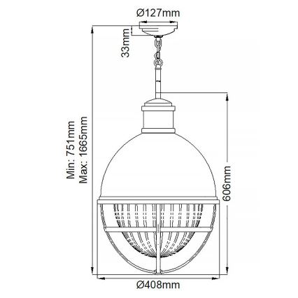 Quintiesse - Luster na štapu TOLLIS 1xE27/40W/230V promjer 40,8 cm matni krom
