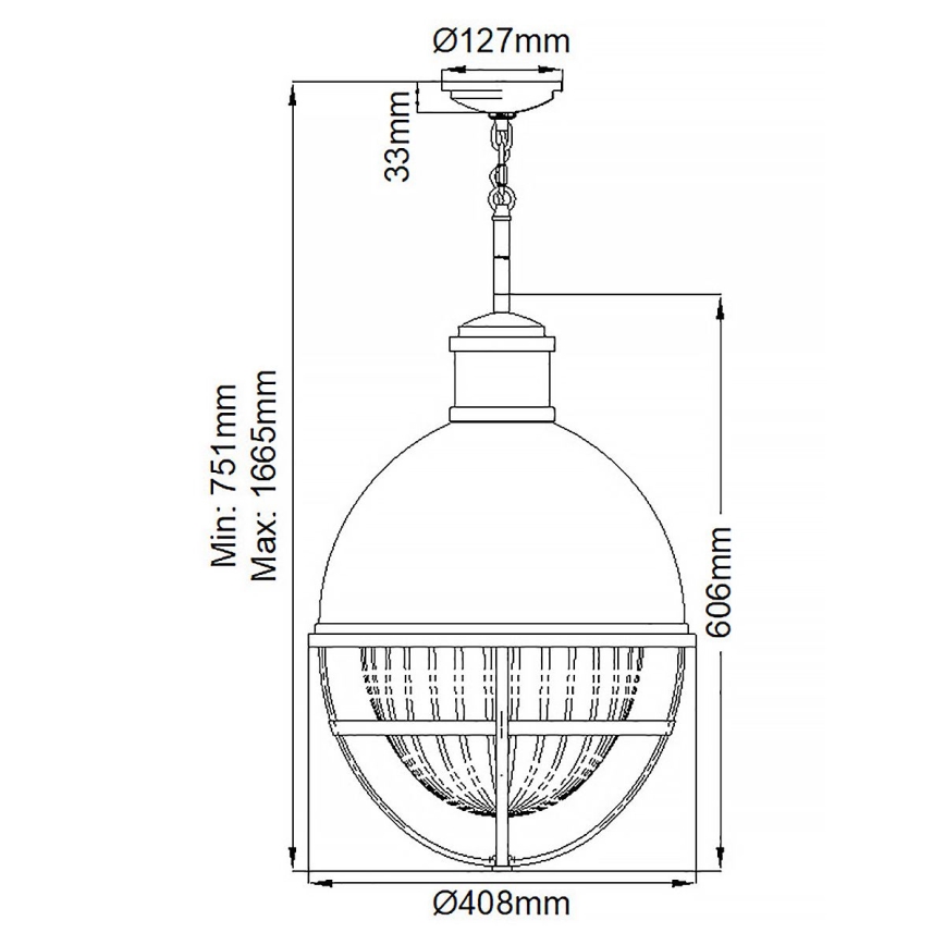 Quintiesse - Luster na štapu TOLLIS 1xE27/40W/230V promjer 40,8 cm matni krom