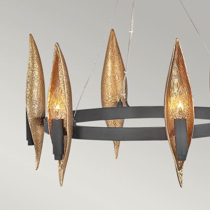 Quintiesse - Viseći luster na sajli WILLOW 6xE14/40W/230V Ø 61 cm zlatna/crna