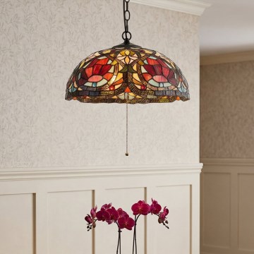 Quoizel - Luster na lancu Tiffany LARISSA 3xE27/60W/230V promjer 38,5 cm