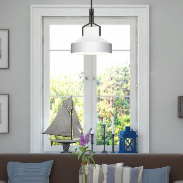 Quoizel - Luster na šipci BRECKEN 2xE27/60W/230V crna/bijela