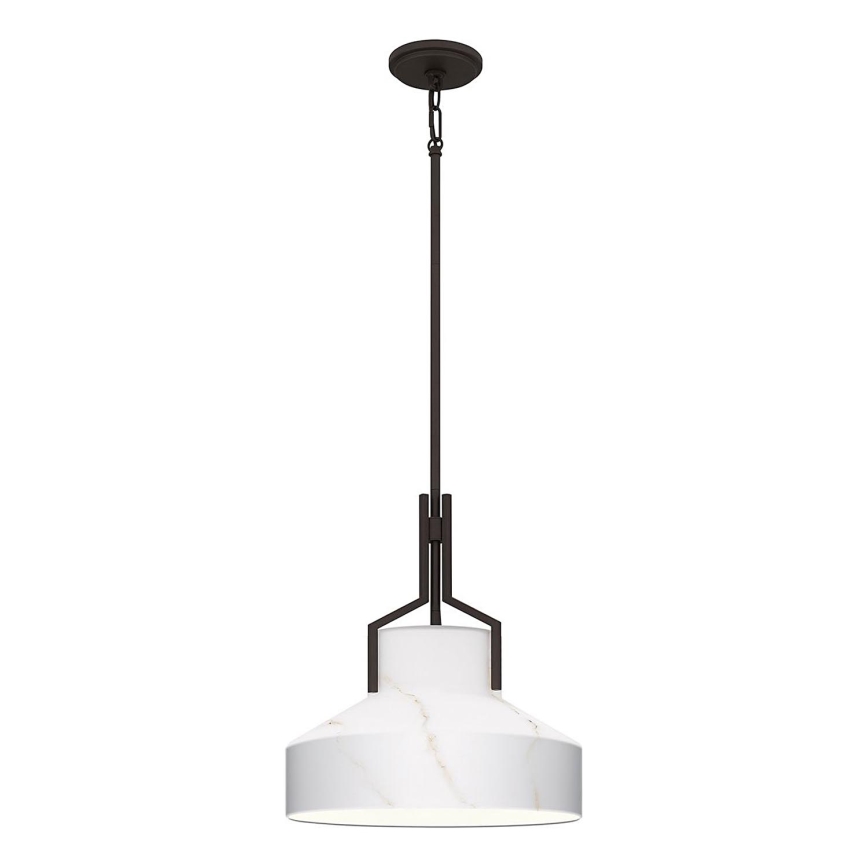 Quoizel - Luster na štapu BRECKEN 2xE27/60W/230V crna/mramorni dekor