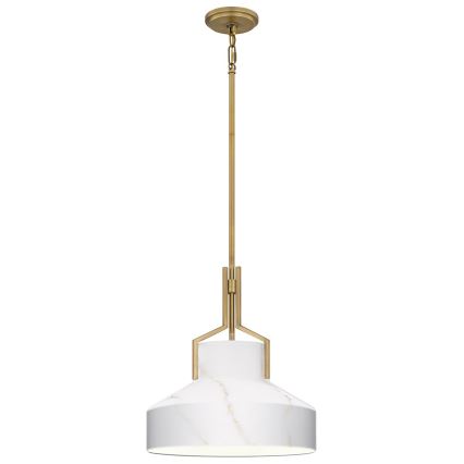Quoizel - Luster na štangu BRECKEN 2xE27/60W/230V zlatni/mramorni dekor
