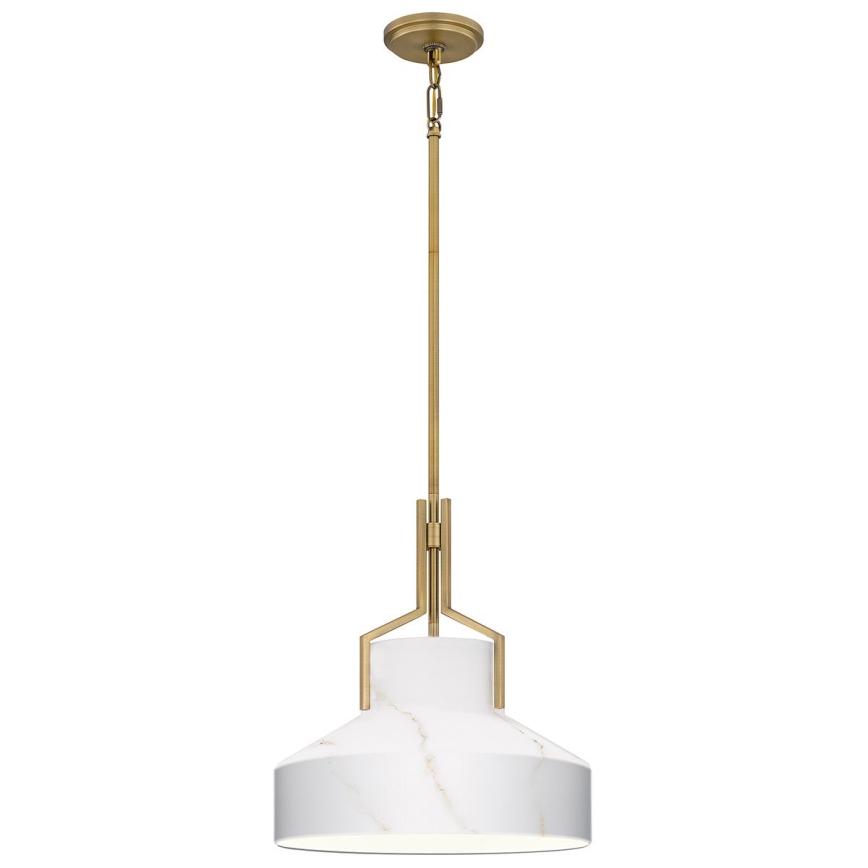Quoizel - Luster na štangu BRECKEN 2xE27/60W/230V zlatni/mramorni dekor