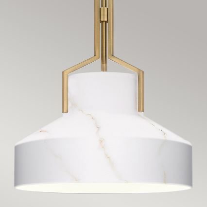 Quoizel - Luster na štangu BRECKEN 2xE27/60W/230V zlatni/mramorni dekor