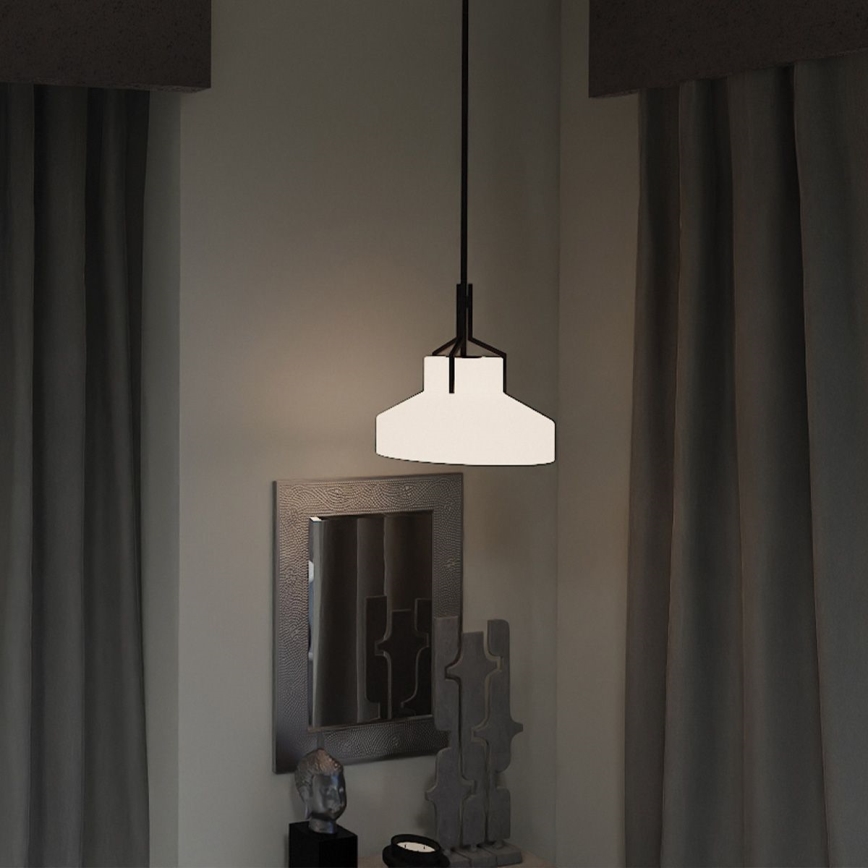 Quoizel - Luster na štapu BRECKEN 2xE27/60W/230V crna/mramorni dekor