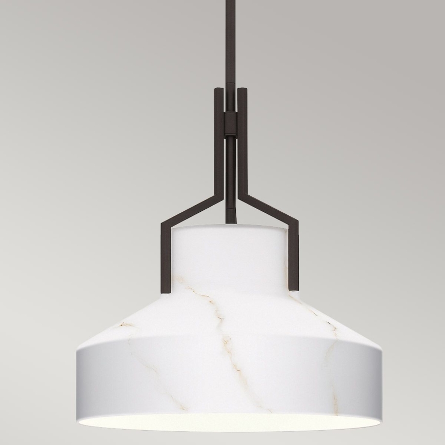Quoizel - Luster na štapu BRECKEN 2xE27/60W/230V crna/mramorni dekor