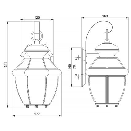 Quoizel - Vanjsko zidno svjetlo NEWBURY 1xE27/60W/230V IP44 bakreno