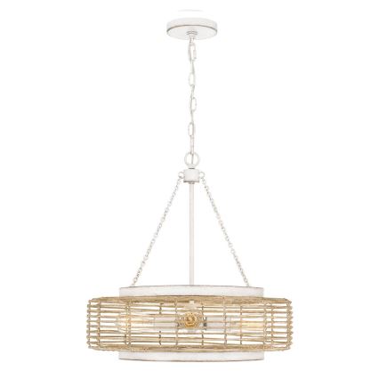 Quoizel - Luster na lancu WAYLON 4xE27/60W/230V Ø 50,4 cm smeđa/bijela