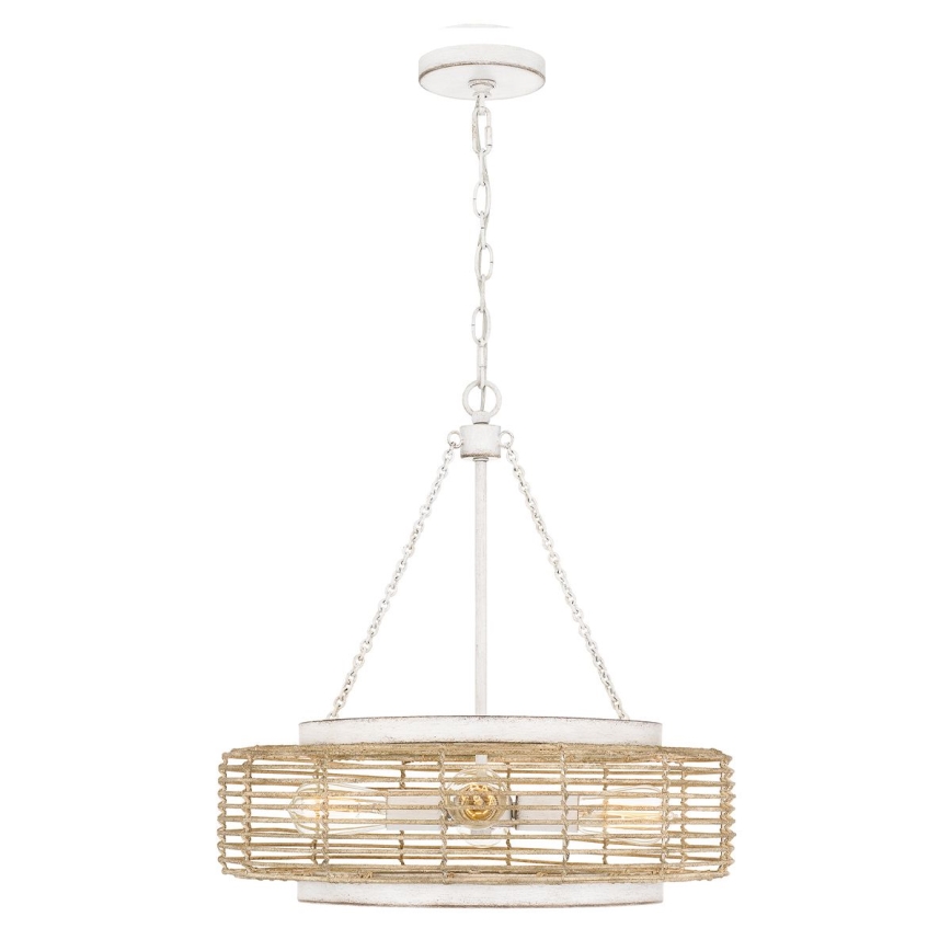 Quoizel - Luster na lancu WAYLON 4xE27/60W/230V Ø 50,4 cm smeđa/bijela