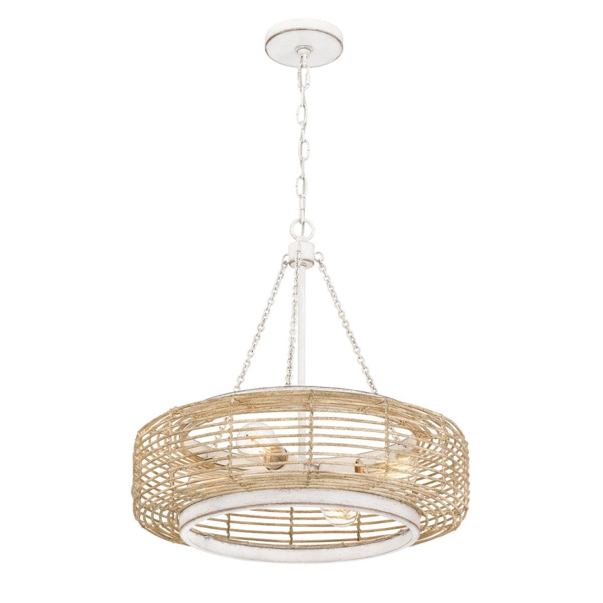 Quoizel - Luster na lancu WAYLON 4xE27/60W/230V Ø 50,4 cm smeđa/bijela