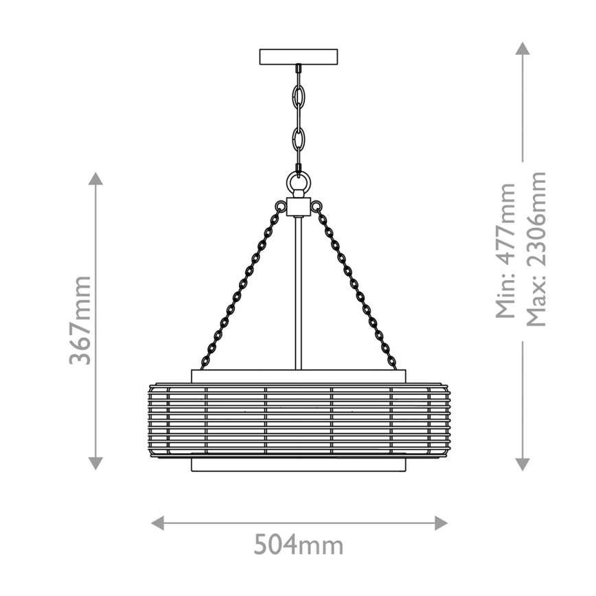 Quoizel - Luster na lancu WAYLON 4xE27/60W/230V Ø 50,4 cm smeđa/bijela