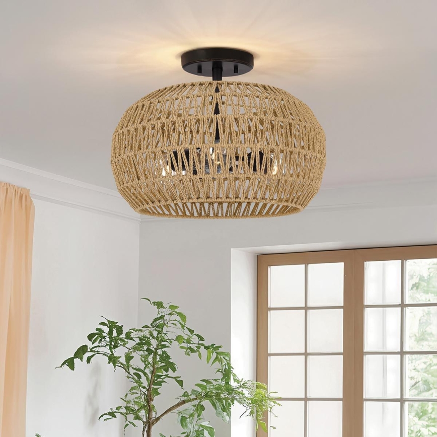 Quoizel - Stropna svjetiljka CASABLANCA 3xE27/60W/230V smeđa