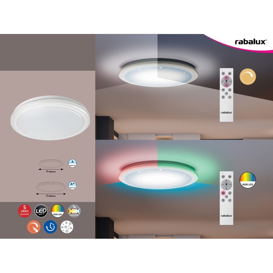 Rabalux - LED prigušivo stropno svjetlo s daljinskim upravljanjem RGB LED/32W/230V promjer 40 cm