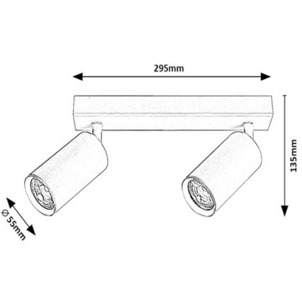 Rabalux - Stropni reflektor 2xGU10/25W/230V crna