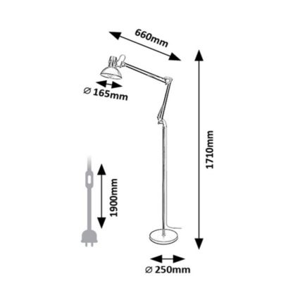 Rabalux - Podna lampa 1xE27/40W/230V crna/sjajni krom