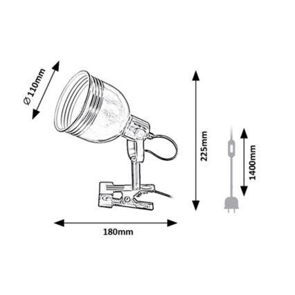 Rabalux - Lampa s kvačicom 1xE14/25W/230V crna