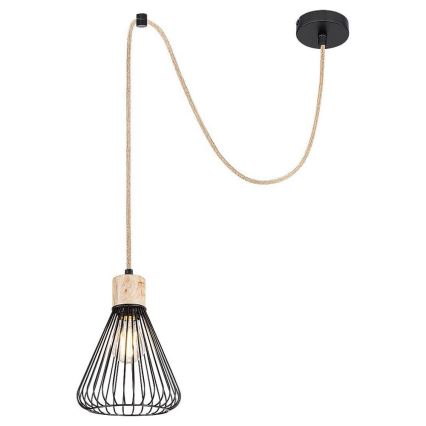 Rabalux - Luster na sajli 1xE27/40W/230V crna/bukva