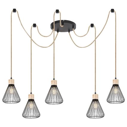 Rabalux - Luster na sajli 5xE27/40W/230V pauk crna/bukva