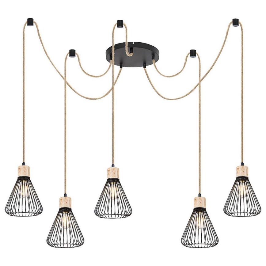 Rabalux - Luster na sajli 5xE27/40W/230V pauk crna/bukva