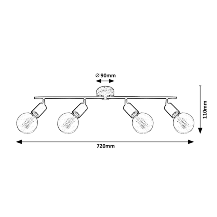 Rabalux - Ugradbena svjetiljka 4xE27/40W/230V kaučukovac