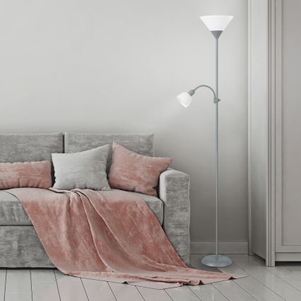 Rabalux - Podna lampa 1xE27/100W+E14/25W siva/bijela