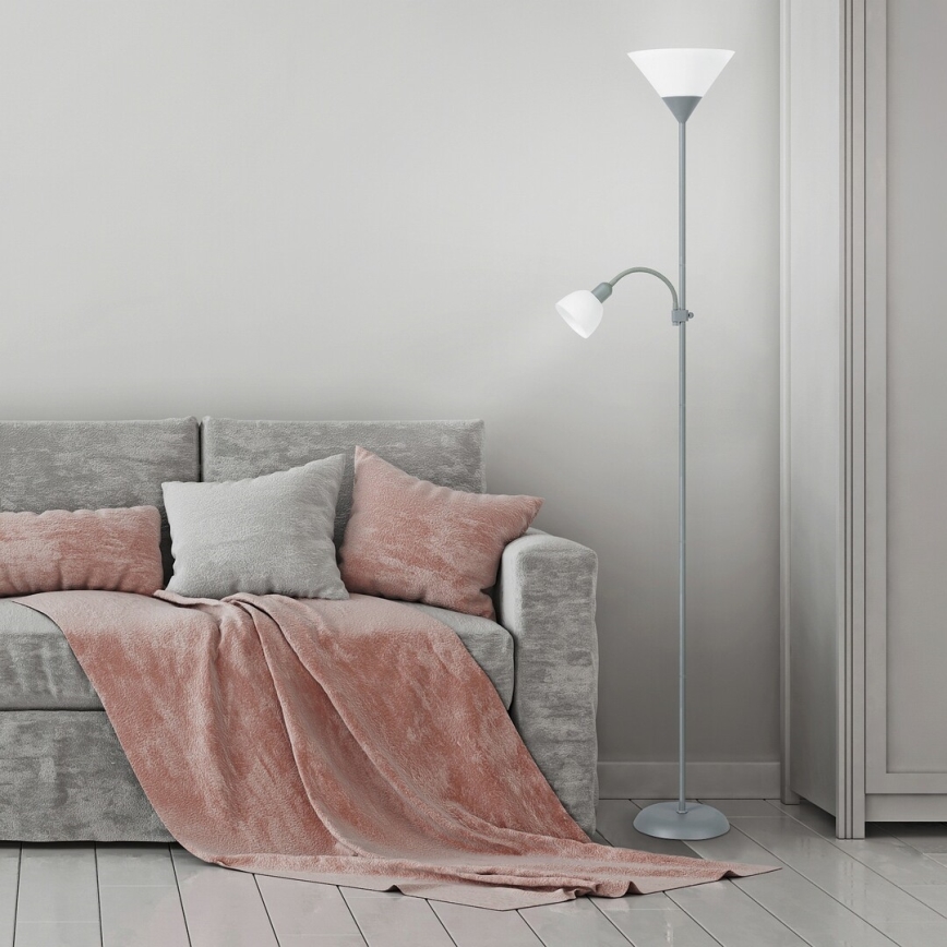 Rabalux - Podna lampa 1xE27/100W+E14/25W siva/bijela