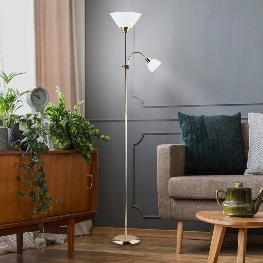 Rabalux - podna lampa 1xE27/100W+E14/25W zlatna/bijela