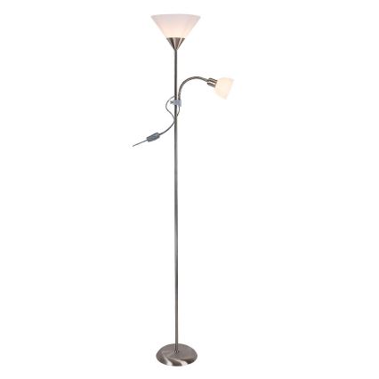 Rabalux - Podna lampa 1xE27/100W+E14/25W mat krom/bijela