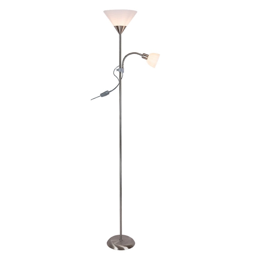 Rabalux - Podna lampa 1xE27/100W+E14/25W mat krom/bijela