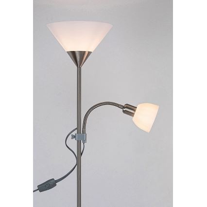 Rabalux - Podna lampa 1xE27/100W+E14/25W mat krom/bijela