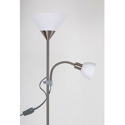 Rabalux - Podna lampa 1xE27/100W+E14/25W mat krom/bijela