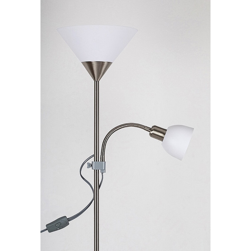 Rabalux - Podna lampa 1xE27/100W+E14/25W mat krom/bijela