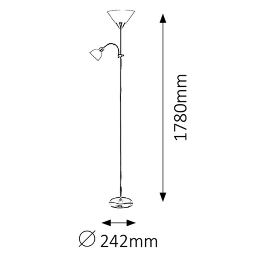 Rabalux - Podna lampa 1xE27/100W+E14/25W mat krom/bijela
