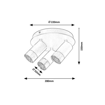 Rabalux - Ugradbena svjetiljka 3xGU10/5W/230V