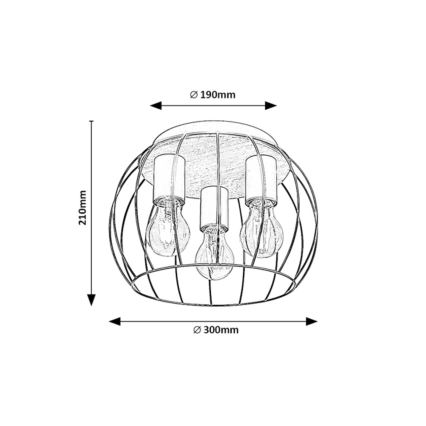 Rabalux - Stropna svjetiljka 3xE27/25W/230V Ø 30 cm
