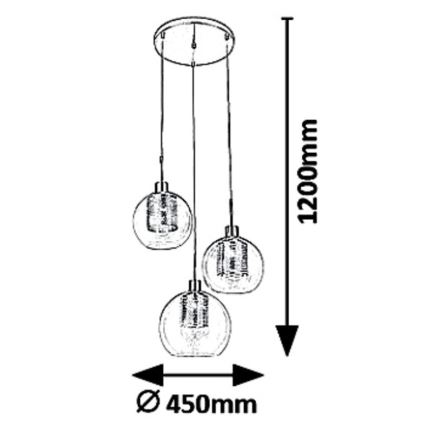 Rabalux - Luster na sajli 3xE27/60W/230V