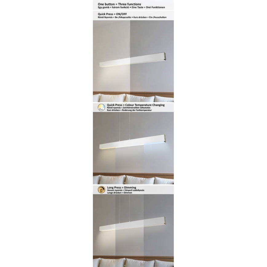 Rabalux - LED Prigušivi luster na sajli LED/24W/230V 2700/4000/6500K 120 cm