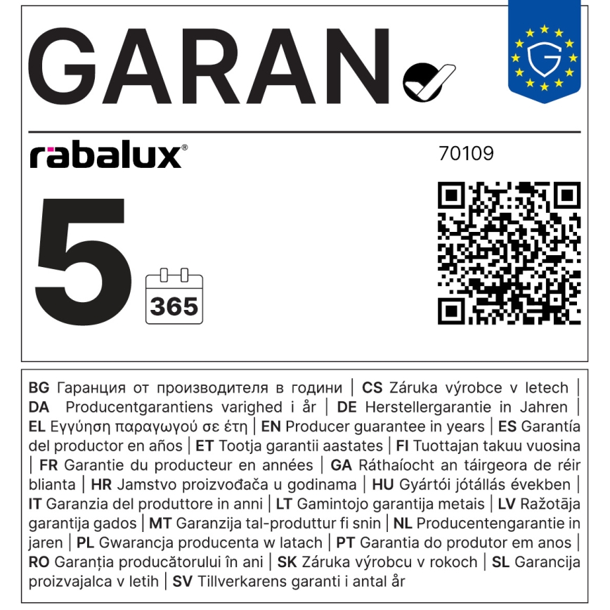 Rabalux - LED luster na užetu za 1-fazni tračni sustav LED/5W/24V 3000K crna