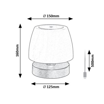 Rabalux -LED Prigušiva stolna lampa LED/3W/5V 2000 mAh IP44