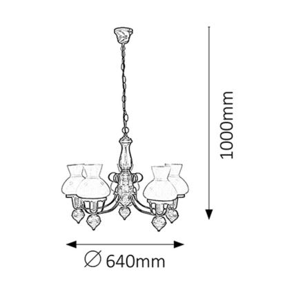 Rabalux - Luster na lancu 5xE27/60W/230V orah