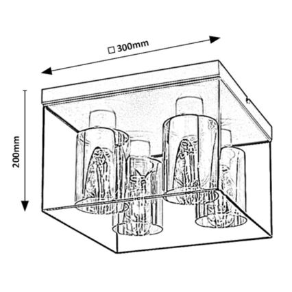 Rabalux - Stropna svjetiljka 4xE27/25W/230V