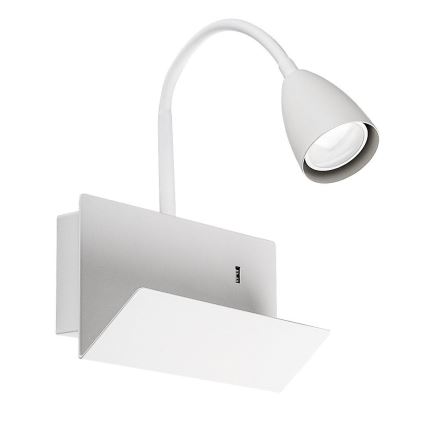 Rabalux - Zidna lampa s policom i USB portem 1xGU10/25W/230V bijela